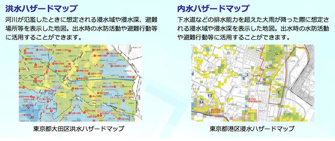 自治体が公開しているハザードマップの例