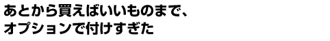 あとから買えばいいものまで、オプションで付けすぎた